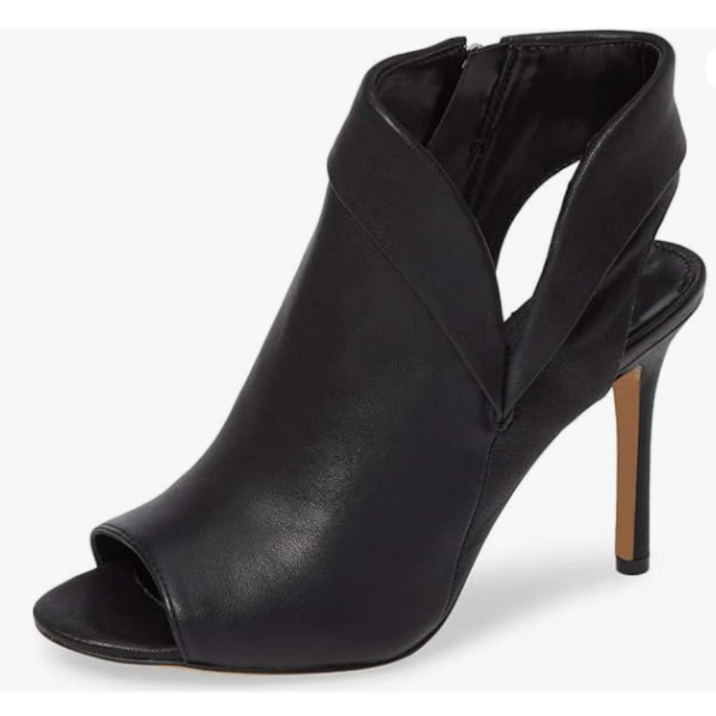 Ydn Black Peep Toe Stiletto High Heel Cutout Slingback Side Zipper Short Booties